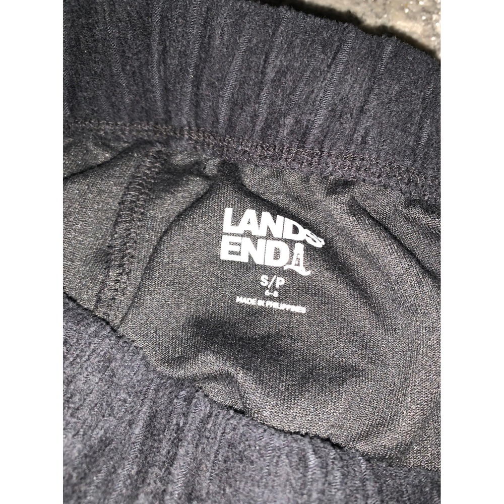 Lands End Black Corduroy Elastic Waist Pull On Straight Leg Pants Small 6-8 - Picture 2 of 3